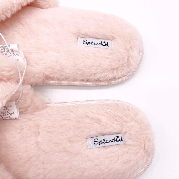 NWT Splendid Plush Criss-Cross Slippers Light Pink Size Medium/Large - Picture 8 of 14
